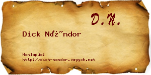 Dick Nándor névjegykártya