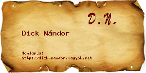 Dick Nándor névjegykártya